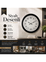Siyah Desenli 52 x 52 cm Duvar Saati