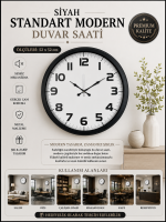 Siyah 52 cm Metal Standart Model Duvar Saati