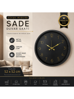 Siyah Sade Modern 52 x 52 cm Modern Duvar Saati