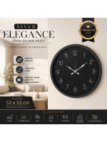Siyah Elegance 52 x 52 cm Duvar Saati