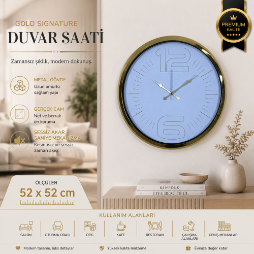 Gold Signature 52 x 52 cm Duvar Saati