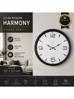 Siyah Modern Harmony 52 x 52 cm Duvar Saati