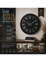 Siyah Royal Roma 52 x 52 cm Duvar Saati