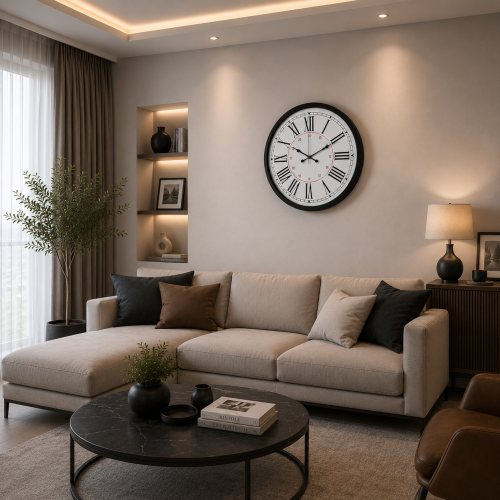 Premium Siyah Roma 52 x 52 cm Duvar Saati