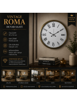 Vintage Roma 52 x 52 cm Duvar Saati