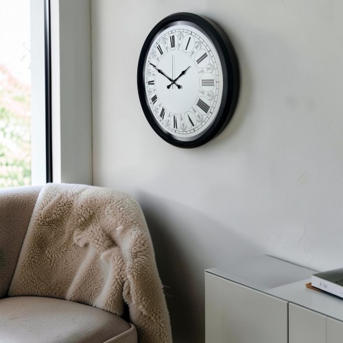 Siyah Motifli 52 cm Metal Duvar Saati – Motifli Roma Rakamlı