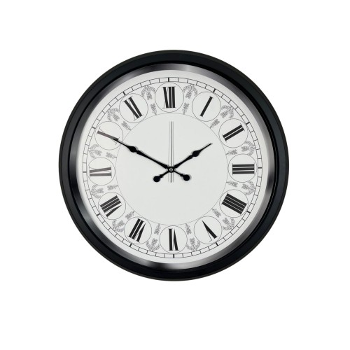 Siyah Motifli 52 cm Metal Duvar Saati – Motifli Roma Rakamlı