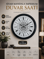 Siyah Mandala Imperium 52 cm Metal Duvar Saati