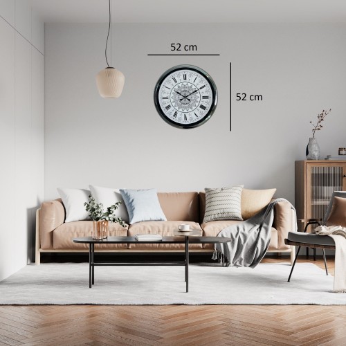 Krom Motifli Dekoratif 52 cm Metal Duvar Saati