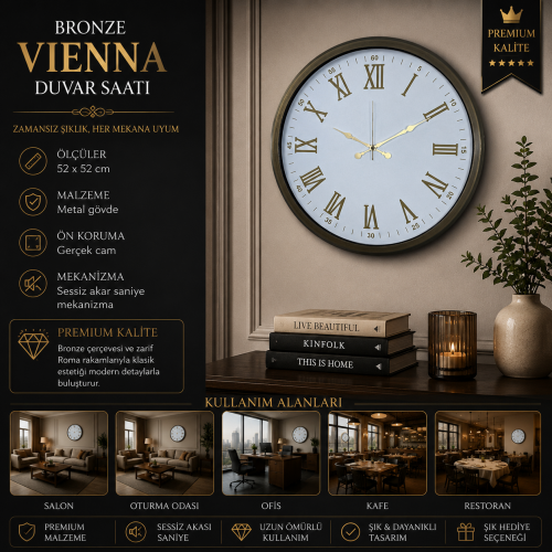 Bronze Vienna 52 x 52 cm Duvar Saati