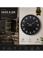 Siyah Sade & Şık 52 cm Duvar Saati