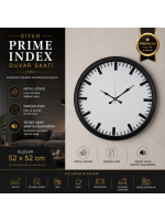 Siyah Prime İndex 52 x 52 cm Duvar Saati
