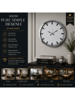 Krom Pure Simple Desenli 52 x 52 cm Duvar Saati