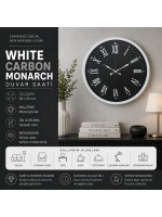 White Carbon Monarch 52 x 52 cm Duvar Saati