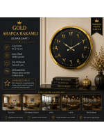 Gold Arapça Rakamlı 52 x 52 cm Duvar Saati