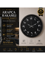 Siyah Arapça Rakamlı 52 x 52 cm Duvar Saati