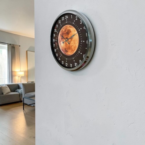 Krom Gezegen 24 Saat Göstergeli Duvar Saati