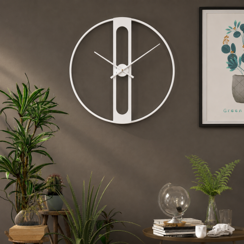 Dekoratif Beyaz 60 cm İskelet Duvar Saati