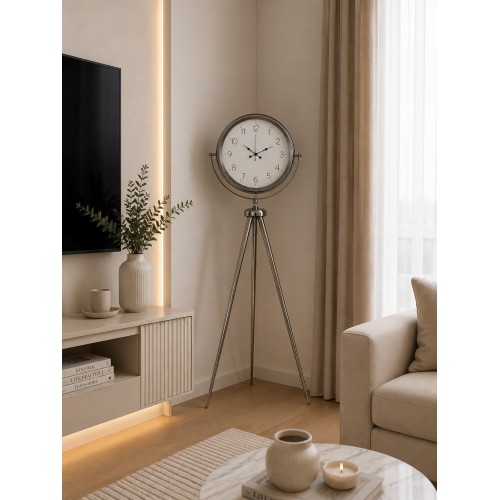 Krom Klasik Tripod 150 x 45 cm Metal Ayaklı Saat