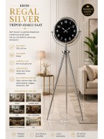 Krom Regal Sılver 150 x 45 cm Metal Duvar Saati