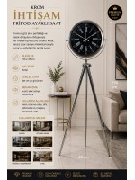 Krom İhtişam 150 x 45 cm Metal Tripod Ayaklı Saat