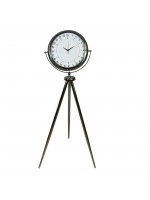 Krom 24 Saat Göstergeli 150 x 45 cm Metal Özel Tasarım Tripod Ayaklı Saat
