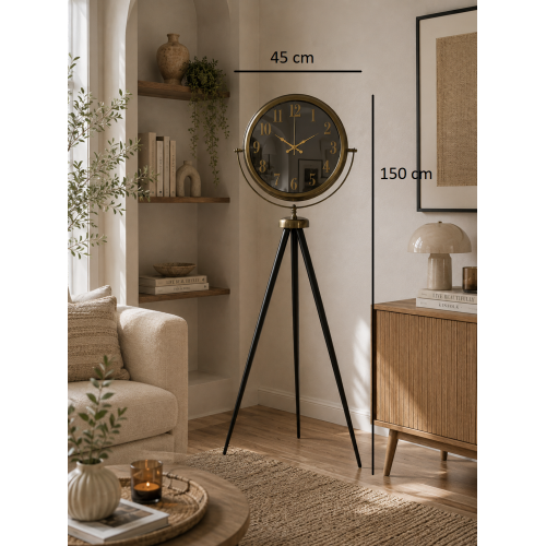 Eskitme Retro Aynalı Tripod 150 x 45 cm Ayaklı Saat