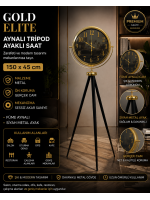 Gold Elite Aynalı Tripod 150 x 45 cm Ayaklı Saat