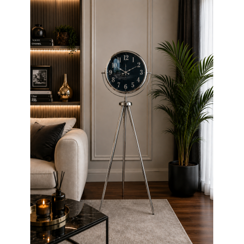 Krom Royal Aynalı Tripod 150 x 45 cm Ayaklı Saat