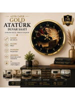 Altın Zafer Gold 40 x 40 cm Metal Atatürk Duvar Saati