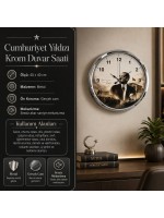 Cumhuriyet Yıldızı Krom 40 x 40 Cm Metal Duvar Saati