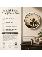 Atatürk Beyaz Prestij 40 x 40 Cm Metal Duvar Saati