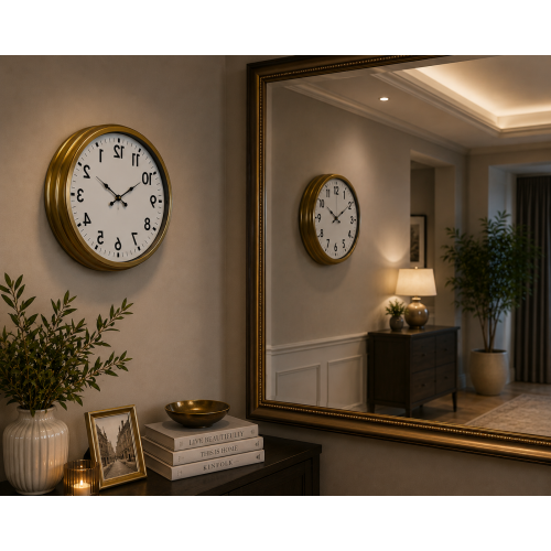 Gold Ters Zaman 40 x 40 cm Metal Duvar Saati