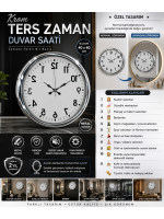 Krom Ters Zaman 40 x 40 cm Metal Duvar Saati