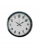 Krom Ters Zaman 40 x 40 cm Metal Duvar Saati