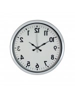 Beyaz Ters Zaman 40 x 40 cm Metal Duvar Saati