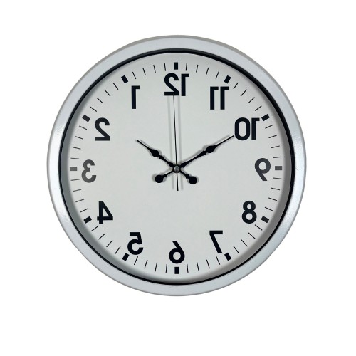 Beyaz Ters Zaman 40 x 40 cm Metal Duvar Saati