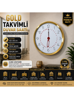 Gold Takvimli 40 x 40 cm Metal Duvar Saati