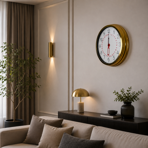 Gold Takvimli 40 x 40 cm Metal Duvar Saati