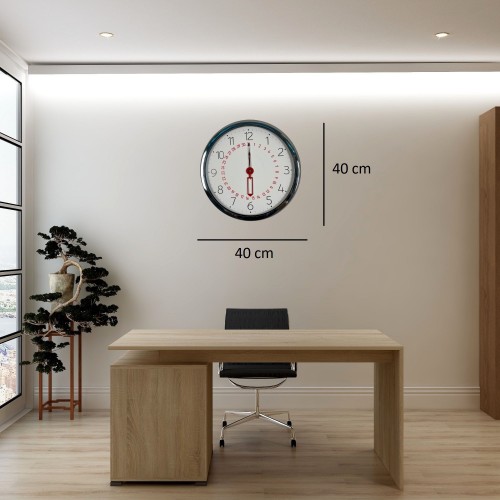 Krom Takvimli 40 x 40 cm Metal Duvar Saati