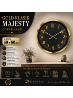 Gold Klasik Majesty 60 x 60 cm Metal Duvar Saati