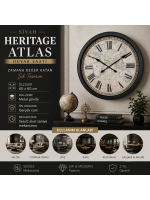 Siyah Heritage Atlas 60 x 60 cm Metal Duvar Saati
