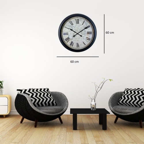 Siyah Heritage Atlas 60 x 60 cm Metal Duvar Saati