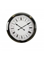 Krom Desenli 60 x 60 cm Metal Duvar Saati