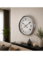 Krom Desenli 60 x 60 cm Metal Duvar Saati