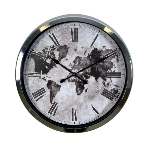 Silver Legacy World 60 x 60 cm Metal Duvar Saati