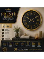 Gold Prestij Roma 60 x 60 cm Metal Duvar Saati