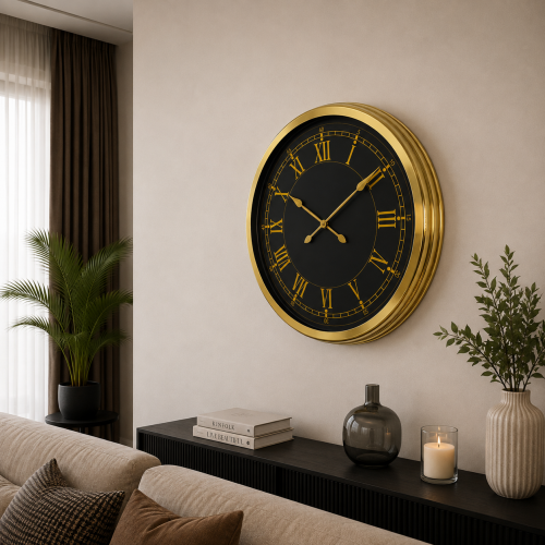 Gold Prestij Roma 60 x 60 cm Metal Duvar Saati