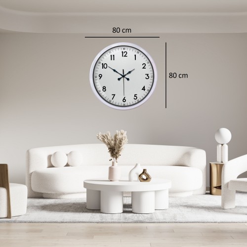 Beyaz Standart Büyük Boy 80 cm Metal Duvar Saati