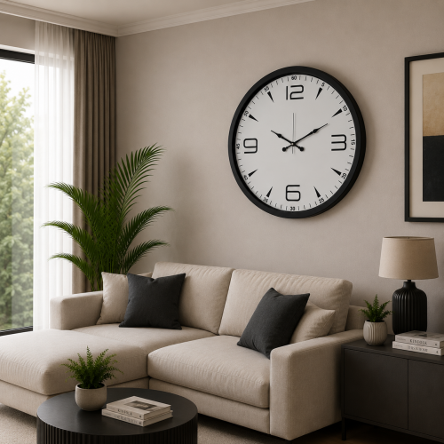 Siyah Prime Büyük Boy 80 cm Metal Duvar Saati